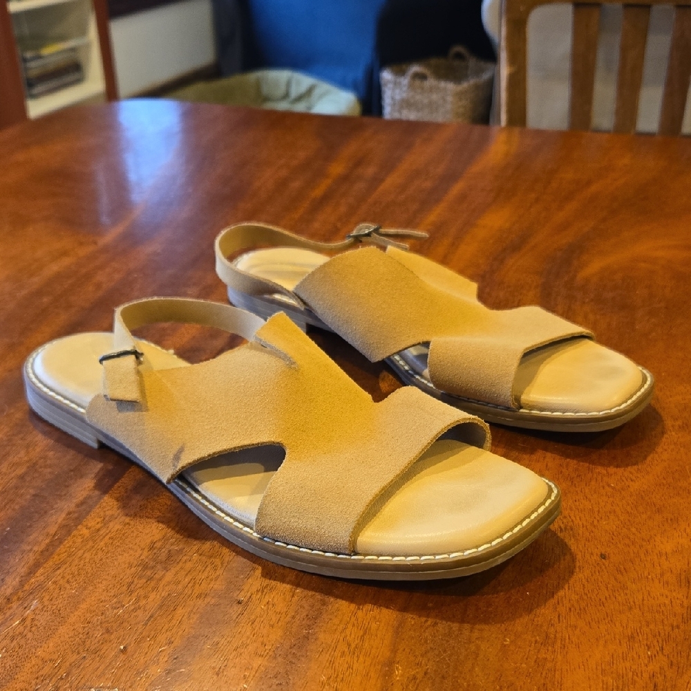 Tan Suede Ilaria Sartori Slip On Sandals 9.5